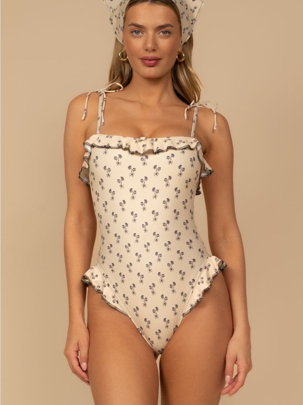 Montce Cynthia Floral Jacelyn Ruffle One-Piece sz-M